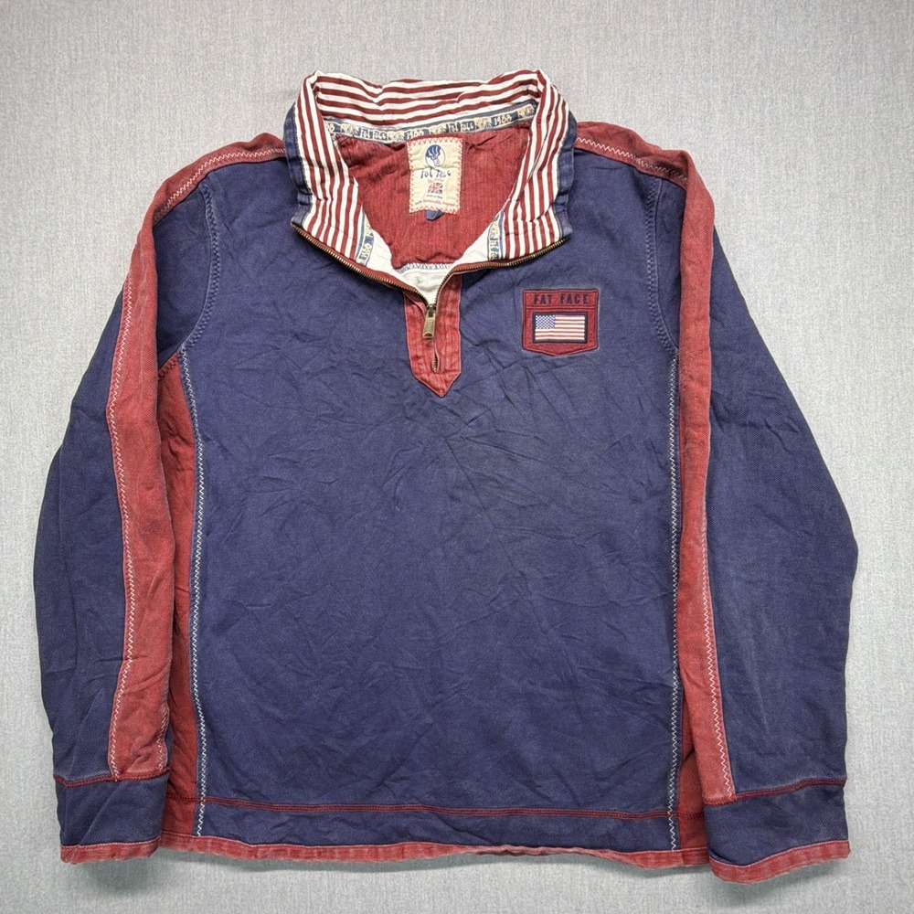 Fat Face Sweatshirt Mens XXL USA Pullover 1/4 Zip‎ Outdoor Y2K Grunge Airlie